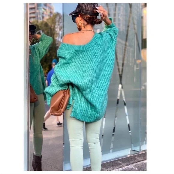 FREE PEOPLE BOHO PULLOVER SWEATER RETRO 90s VIBES CHUNKY KNIT COZY PULLOVER A3C - Picture 6 of 13